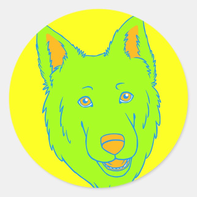 Adesivo Redondo Neon Dog (Frente)