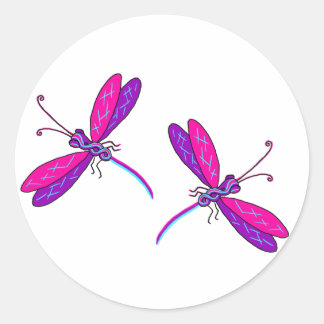 Adesivo Redondo Neon Dragonfly Stickers