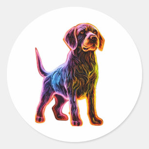 Adesivo Redondo Neon German Wirehaired Pointer
