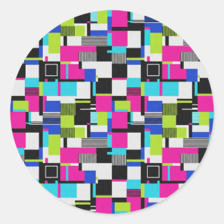 Adesivo Redondo Neon Glitch Art Aesthetic Vinyl Sticker