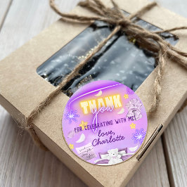 Adesivo Redondo Neon Glow Sleepover Slumber Party - Obrigado