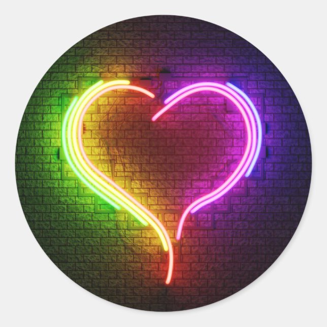 Adesivo Redondo Neon Heart 3D (Frente)
