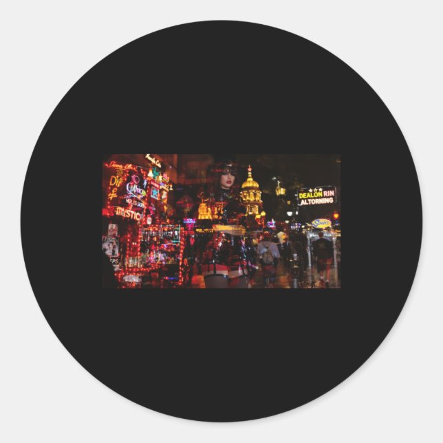 Adesivo Redondo Neon Illusion between Reality And Fantasy Sticker (Frente)