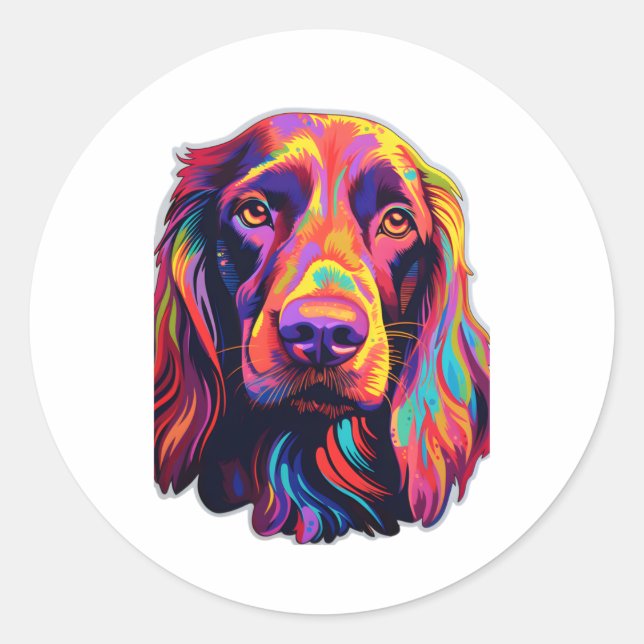 Adesivo Redondo Neon Irish Setter (Frente)