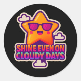 Adesivo Redondo Neon Kawaii Star - "Brilhante mesmo em dias nublad