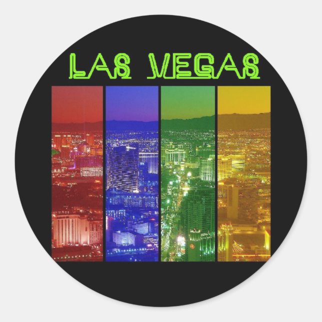 Adesivo Redondo Neon Las Vegas Strip Sticker (Frente)