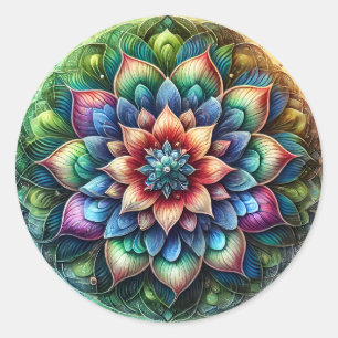 Adesivo Redondo Neon Mandala Celestial com Abstrato vibrante