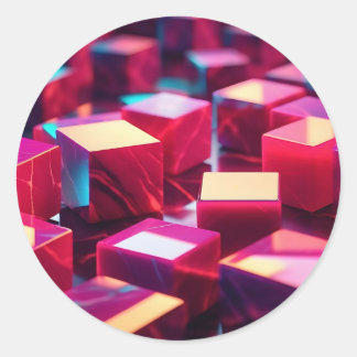 Adesivo Redondo Neon Marble Cube