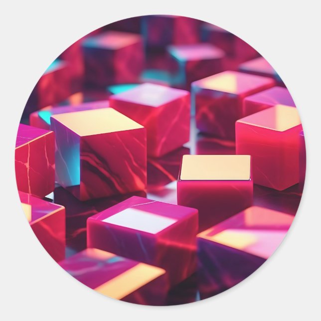 Adesivo Redondo Neon Marble Cube (Frente)