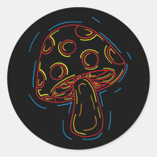 Adesivo Redondo Neon Mushroom Sticker