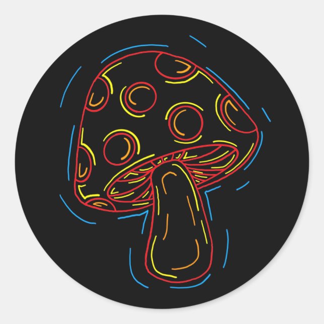 Adesivo Redondo Neon Mushroom Sticker (Frente)