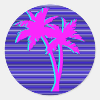 Adesivo Redondo Neon Palm Tree