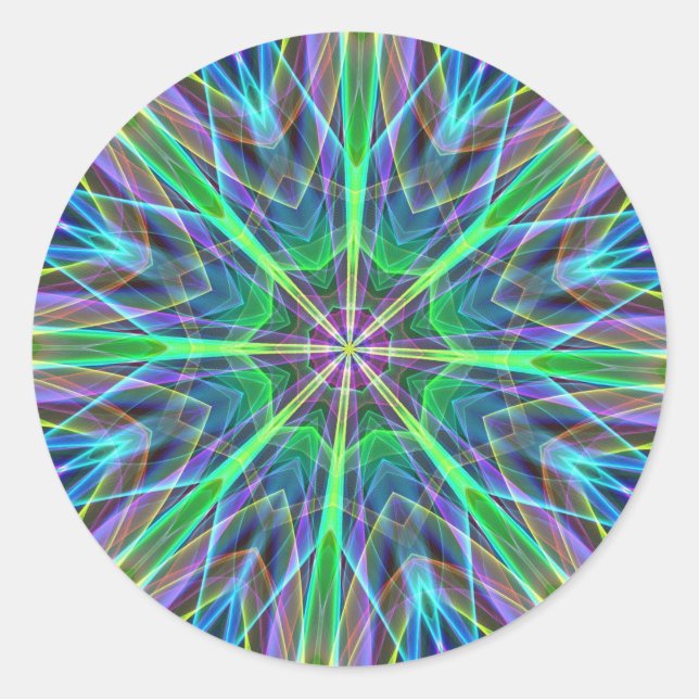 Adesivo Redondo Neon Pastel Aura Mandela, legal e vibrante (Frente)