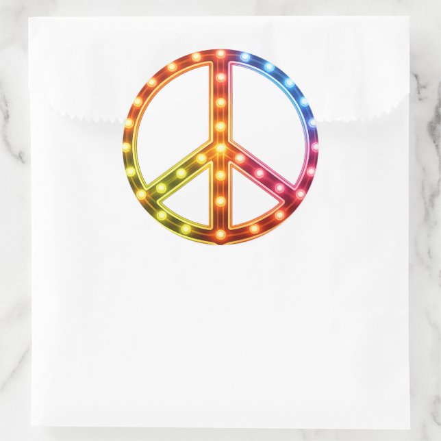 Adesivo Redondo Neon Peace Sign (Bolsa)