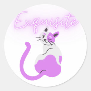 Adesivo Redondo Neon Pink Cat Exquisite