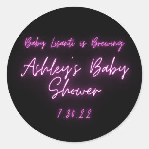 Adesivo Redondo Neon Rosa Obrigado Tendy Classic Round Sticker