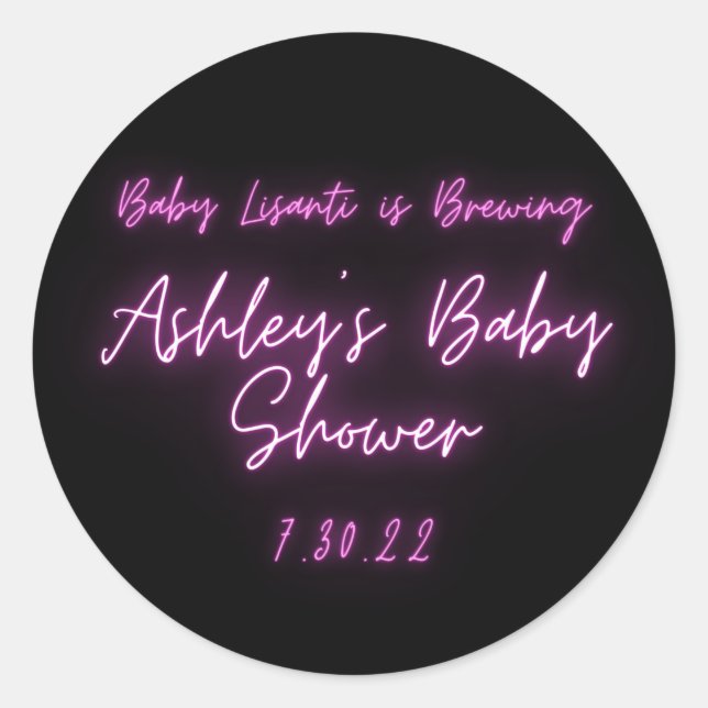 Adesivo Redondo Neon Rosa Obrigado Tendy Classic Round Sticker (Frente)