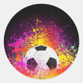 Adesivo Redondo Neon Soccer Ball Stickers