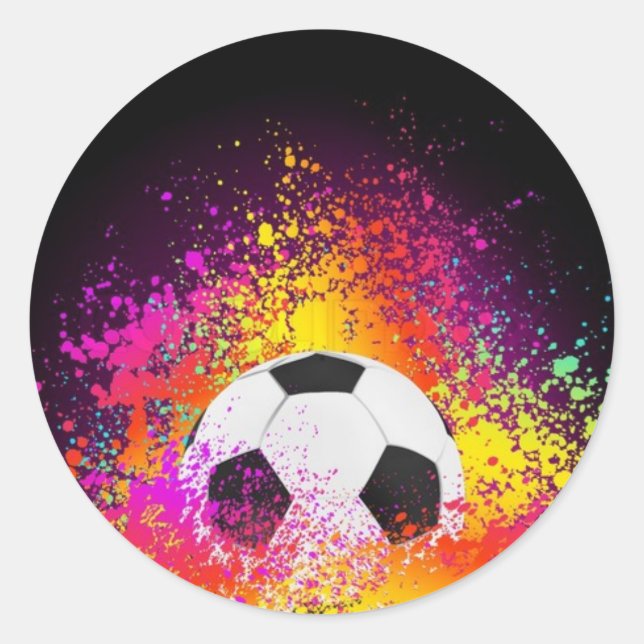 Adesivo Redondo Neon Soccer Ball Stickers (Frente)