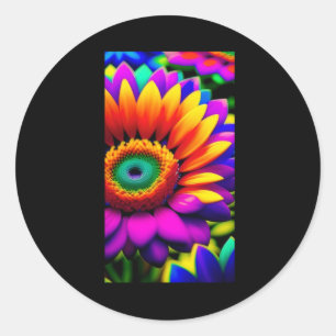 Adesivo Redondo Neon Sunflower Art Sticker