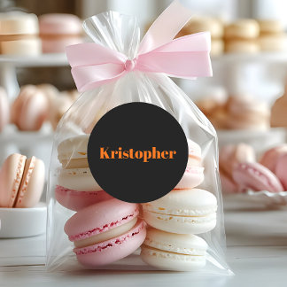 Adesivo Redondo Neon Sunset Orange Classic Name | Na moda preto