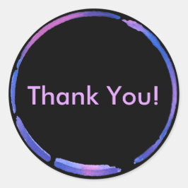 Adesivo Redondo Neon Watercolor Paint Ring, Rosa Obrigado