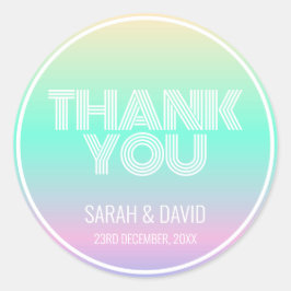 Adesivo Redondo Neon Wedding com Gradiente Moderno Holográfico