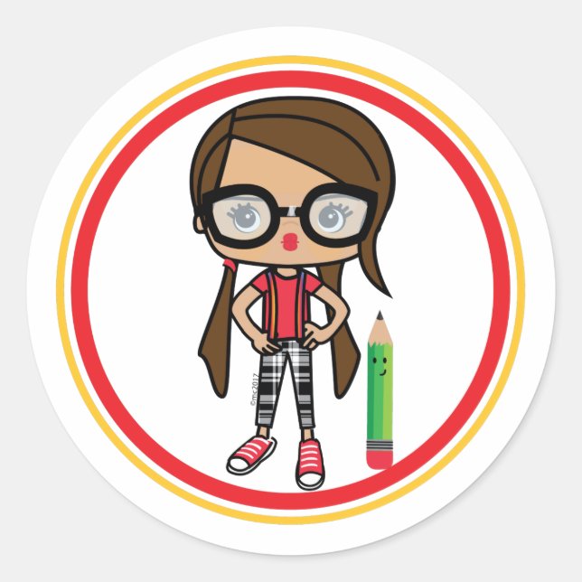 Adesivo Redondo Nerd Anna Sticker (Frente)