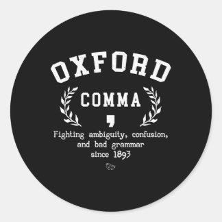 Adesivo Redondo Nerd de Gramática em Inglês Oxford Comma
