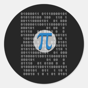 Adesivo Redondo Nerd De Matemática Do Símbolo Pi Day Ascii Binário