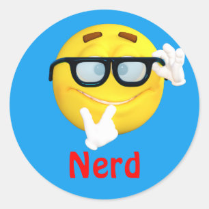Adesivo Redondo Nerd Emoji Emoticon Face