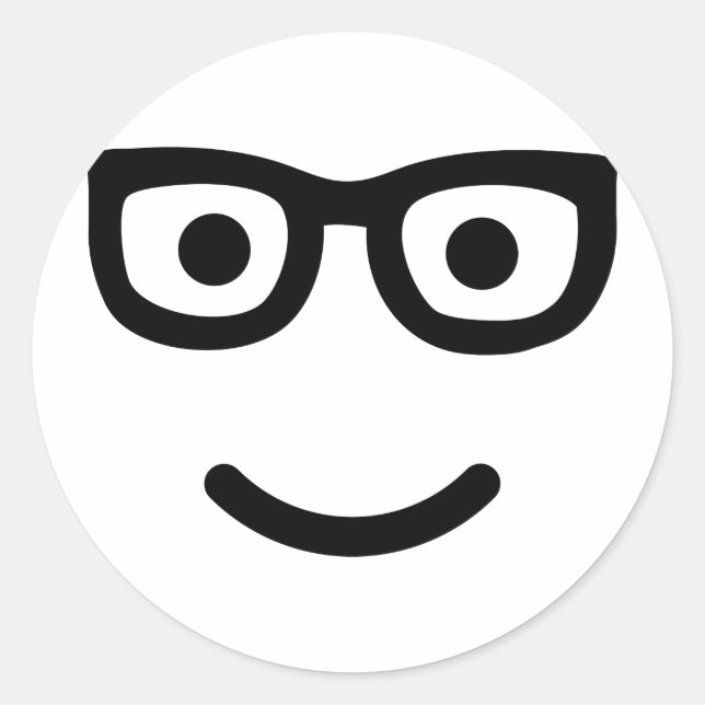 Adesivo Redondo Nerd geek Óculos (Frente)