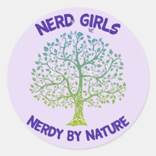 Adesivo Redondo Nerd Girls Nerdy pela Nature Sticker
