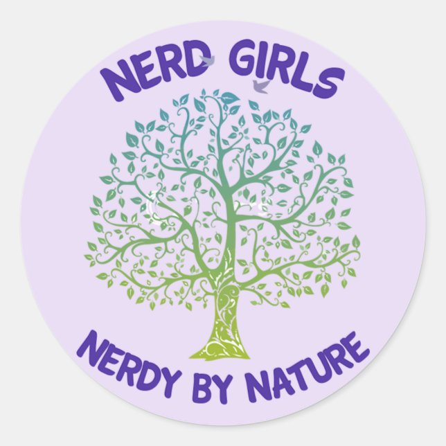 Adesivo Redondo Nerd Girls Nerdy pela Nature Sticker (Frente)