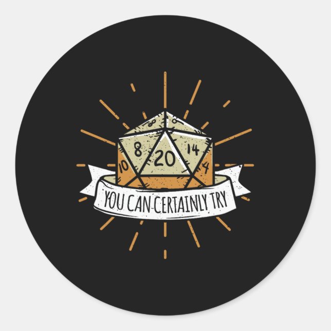 Adesivo Redondo Nerd Jogo de Tabuleiro Dungeon Você Pode Certament (Frente)