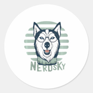 Adesivo Redondo Nerdsky Classic Rouco Engraçado