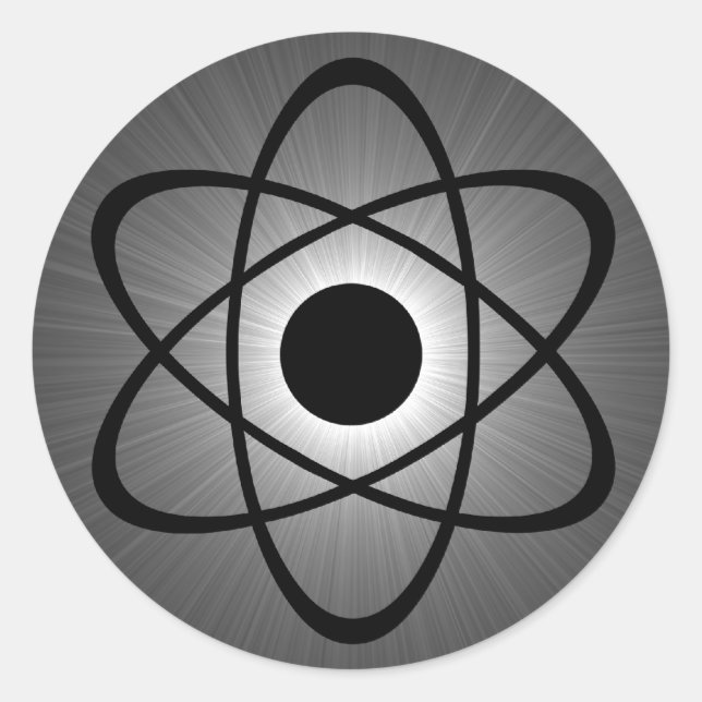 Adesivo Redondo Nerdy Atomic Stickers, Cinza (Frente)