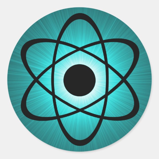 Adesivo Redondo Nerdy Atomic Stickers, Teal (Frente)