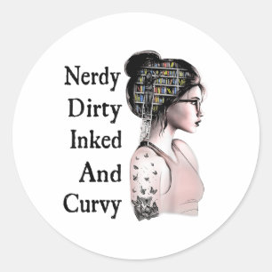Adesivo Redondo Nerdy Dirty Inked & Curvy Lading Lovers Tatto