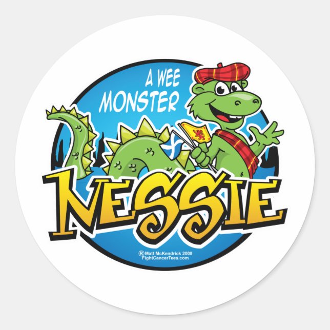 Adesivo Redondo Nessie: Um Monstro Wee (Frente)