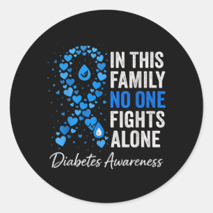 Adesivo Redondo Nesta Família Sozinha Combate Camiseta Diabetes