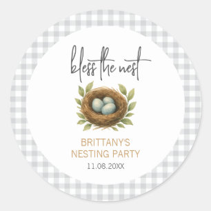Adesivo Redondo Nesting Party Bless the Nest Neutral Chá de fralda
