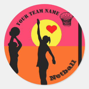 Adesivo Redondo Netball feito sob encomenda personalizado do nome
