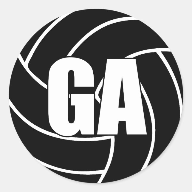 Adesivo Redondo Netball Goal Attack, GA, Netball Team Stickers (Frente)