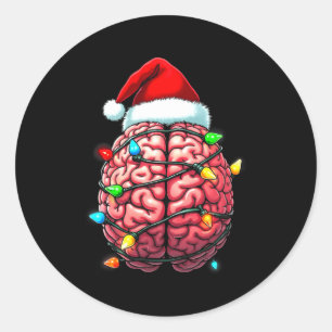 Adesivo Redondo Neuro Enfermeira Natal Chapéu de Papai Noel Neurol