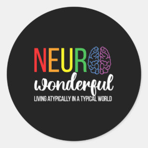 Adesivo Redondo Neuro Maravilhosa Neurodiversity Autism Neurodiver