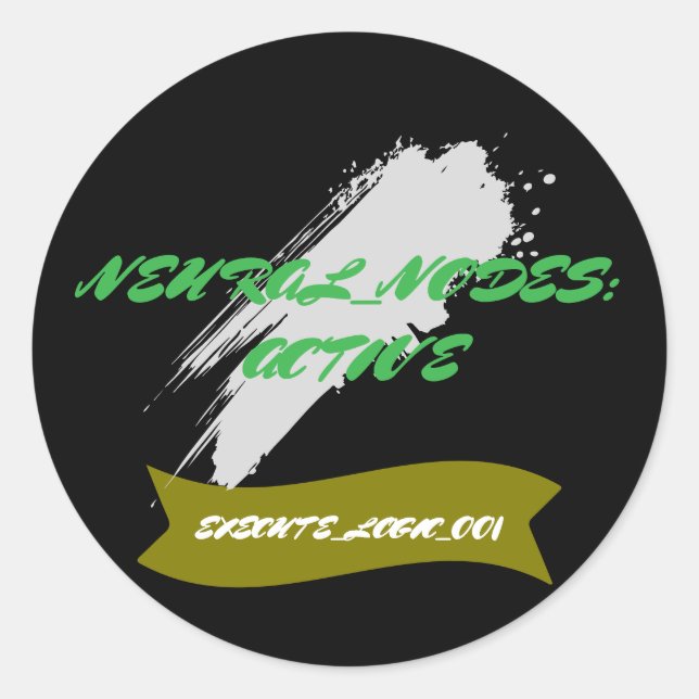 Adesivo Redondo Neuro_Nodes: Neural Override Command (Frente)