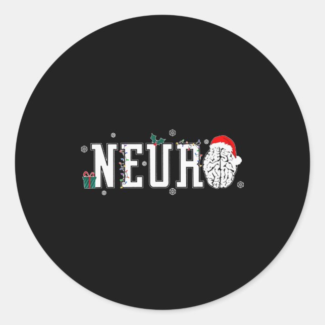 Adesivo Redondo Neuro Nurse Brain Santa Hat Neuroscience Nursing C (Frente)