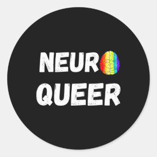 Adesivo Redondo Neuro Queer! Orgulho gay Lgbtq! Neurodiversos Auti