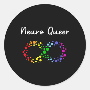Adesivo Redondo Neuro Queer! Orgulho gay Lgbtq! Neurodiversos Auti